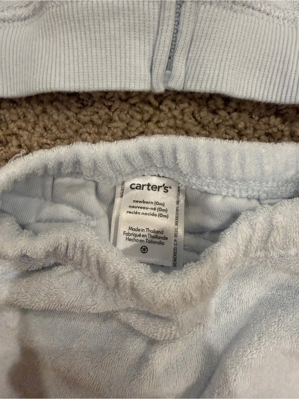 Carter’s Newborn Blue Terry Cloth Cotton Puppy Dog Zip-Up Hoodie & Sweatpants